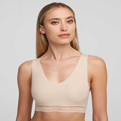 Beige Karl Lagerfeld Ultra-light Karl Logo Bralette Women's Underwear | USA40BQZF