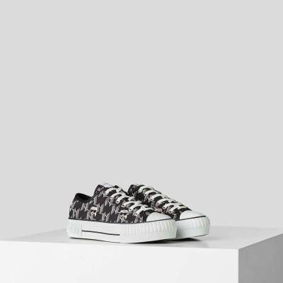 Black / Grey Karl Lagerfeld Kampus Max Multikonic Women's Sneakers | USA76CWYQ