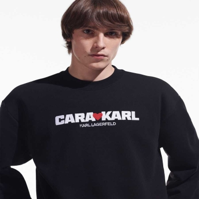 Black Karl Lagerfeld Cara Loves Karl Men's Sweatshirts | USA87WFGO