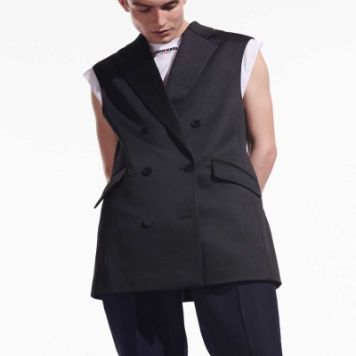 Black Karl Lagerfeld Cara Loves Karl Tuxedo Men's Vest | USA01TALM