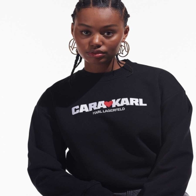 Black Karl Lagerfeld Cara Loves Karl Women's Sweatshirts | USA79CSRG