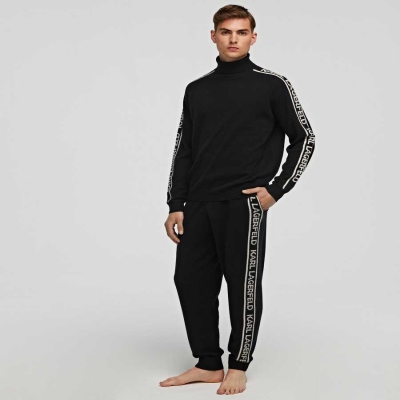 Black Karl Lagerfeld Cashmere Sweatpants Men's Loungewear | USA57TQBW