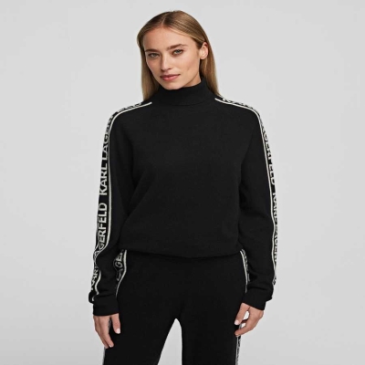 Black Karl Lagerfeld Cashmere Turtleneck Sweater Women's Loungewear | USA68MFJU