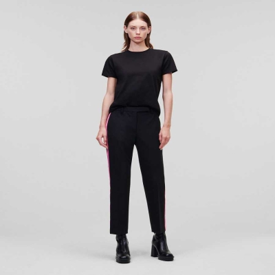 Black Karl Lagerfeld Colour-pop Tailored Women's Pants | USA61AMLU