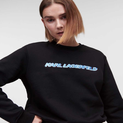 Black Karl Lagerfeld Cropped Karl Future Logo Women's Sweatshirts | USA30WTLD