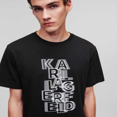 Black Karl Lagerfeld Graphic Karl Logo Men's T-Shirts | USA05JSXB