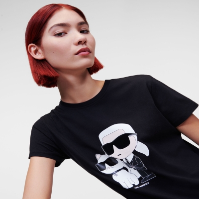 Black Karl Lagerfeld Ikonik 2.0 Karl & Choupette Women's T-Shirts | USA62RDLN