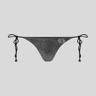 Black Karl Lagerfeld Ikonik 2.0 Lurex String Women's Beachwear | USA49YPWJ