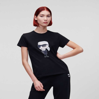 Black Karl Lagerfeld Ikonik 2.0 Women's T-Shirts | USA70GDWF