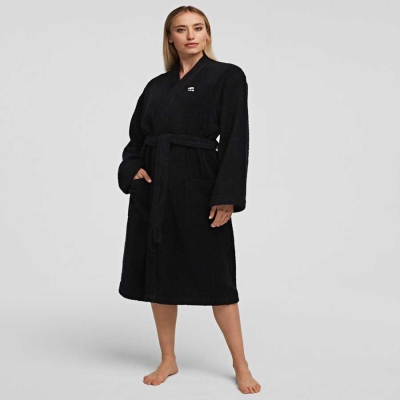 Black Karl Lagerfeld Ikonik Bathrobe Women's Loungewear | USA35XVMA