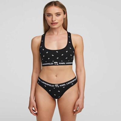 Black Karl Lagerfeld Ikonik Karl Thong Women's Underwear | USA43HNXG