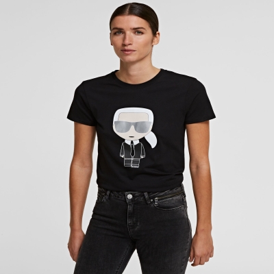 Black Karl Lagerfeld Ikonik Karl Women's T-Shirts | USA95DZGP