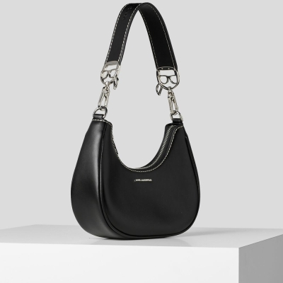 Black Karl Lagerfeld K/Ikonik Lock Moon Women's Shoulder Bags | USA47YNGV