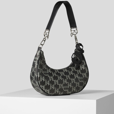 Black Karl Lagerfeld K/Ikonik Monogram Moon Women's Shoulder Bags | USA41UJBM