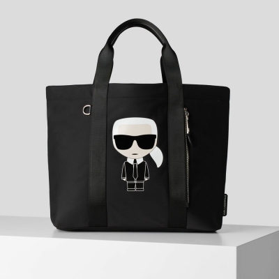 Black Karl Lagerfeld K/Ikonik Recycled Nylon Women's Tote Bags | USA34JHWM