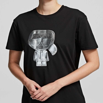 Black Karl Lagerfeld K/Ikonik Rhinestone Women's T-Shirts | USA79QRDS