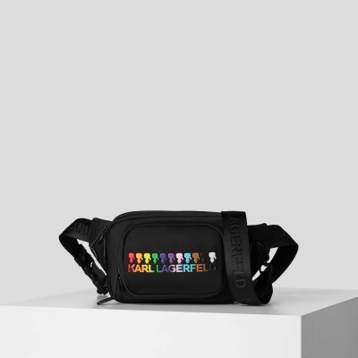 Black Karl Lagerfeld K/Love Convertible Nylon Bumbag Women's Crossbody Bags | USA75ZJDP