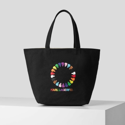 Black Karl Lagerfeld K/Love Reversible Canvas Women's Tote Bags | USA51KBGY