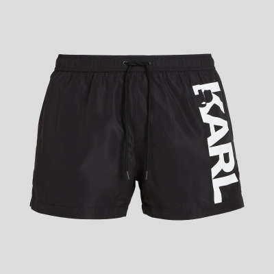 Black Karl Lagerfeld Karl Logo Board Shorts Men's Beachwear | USA31PZKS