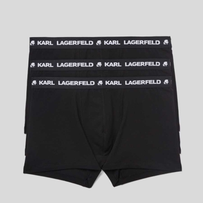 Black Karl Lagerfeld Karl Logo Monochrome Trunks - 3 Pack Men's Underwear | USA13XDIF