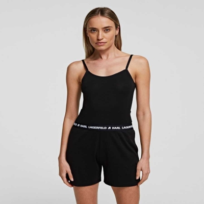 Black Karl Lagerfeld Karl Logo Pajama Shorts Women's Sleepwear | USA13FMXJ