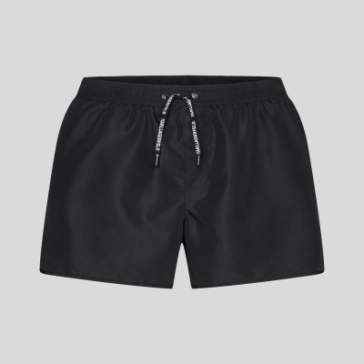 Black Karl Lagerfeld Karl Logo Tape Board Shorts Men's Beachwear | USA58DQVU