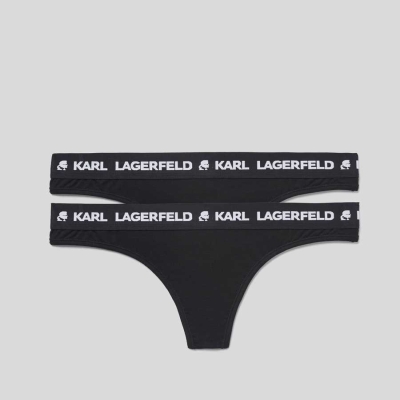 Black Karl Lagerfeld Karl Logo Thong - 2 Pack Women's Underwear | USA25PHXE