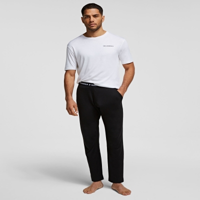 Black Karl Lagerfeld Karl Logo Unisex Pajama Bottoms Men's Sleepwear | USA85WRAL