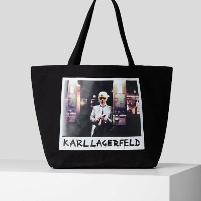 Black Karl Lagerfeld Karl Series Canvas Shopper Women's Tote Bags | USA76IJDO