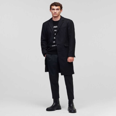 Black Karl Lagerfeld Karl Tailored Men's Coats | USA42YJZW