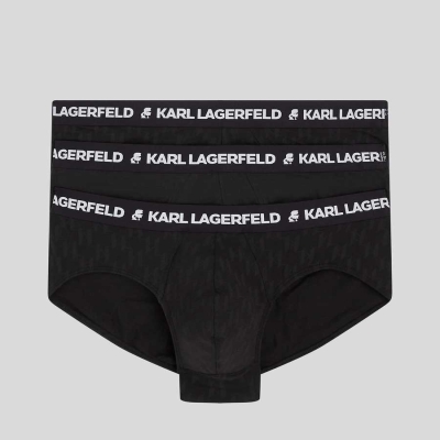 Black Karl Lagerfeld Kl Monogram Briefs – 3 Pack Men's Underwear | USA67USMG