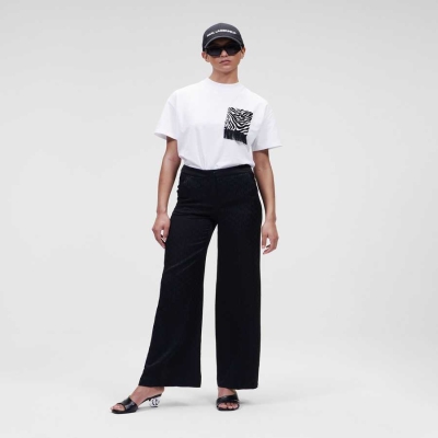 Black Karl Lagerfeld Kl Monogram Satin Women's Pants | USA29OXCG