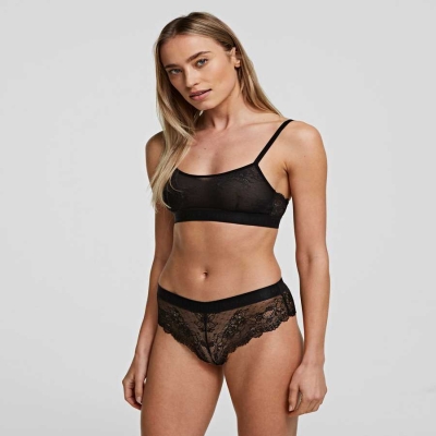 Black Karl Lagerfeld Lace Bralette Women's Underwear | USA27CZGA