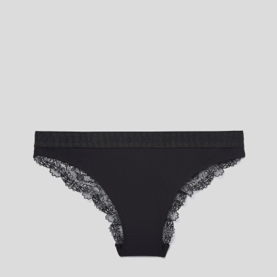 Black Karl Lagerfeld Lace Briefs Women's Underwear | USA80NPWS