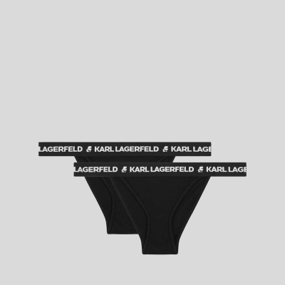 Black Karl Lagerfeld Logo Brazilian Briefs - 2 Pack Women's Underwear | USA85OCLS