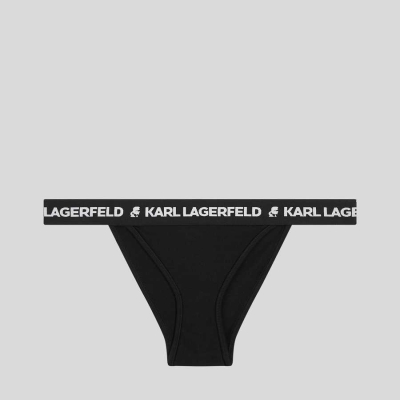 Black Karl Lagerfeld Logo Brazilian Briefs Women's Underwear | USA94XPLD