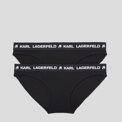 Black Karl Lagerfeld Logo Briefs - 2 Pack Women's Underwear | USA02KSAI