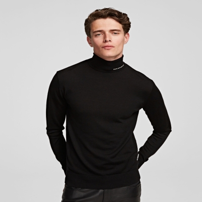 Black Karl Lagerfeld Merino Wool Men's Knitwear | USA51FWPS