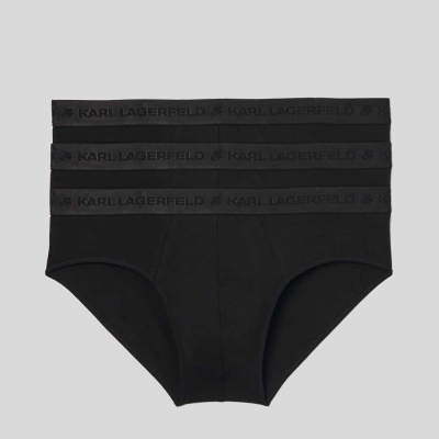 Black Karl Lagerfeld Premium Karl Logo Brief – 3 Pack Men's Underwear | USA45SAPI