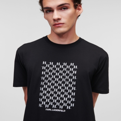 Black Karl Lagerfeld Reflective Karl Monogram Men's T-Shirts | USA56QRIF