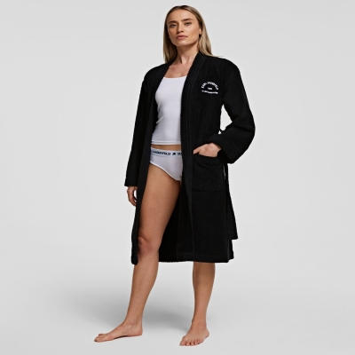 Black Karl Lagerfeld Rue St-guillaume Bathrobe Women's Loungewear | USA51PMRY