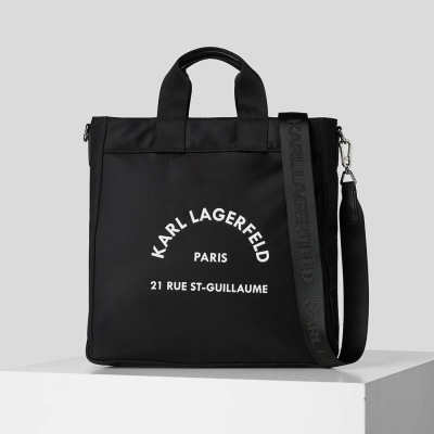 Black Karl Lagerfeld Rue St-guillaume Nylon North-south Women's Tote Bags | USA50WTVK