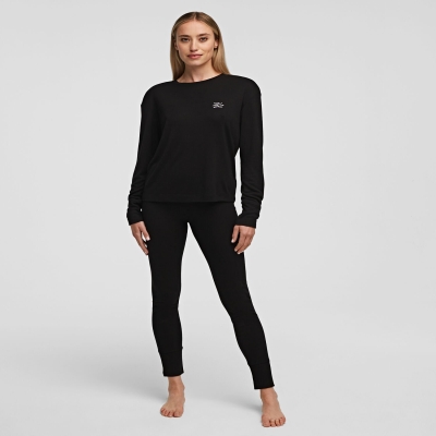 Black Karl Lagerfeld T-shirt And Leggings Travel Set Women's Loungewear | USA10WLRM