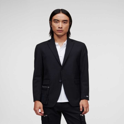 Black Karl Lagerfeld Tailored Men's Jackets | USA43SRNV