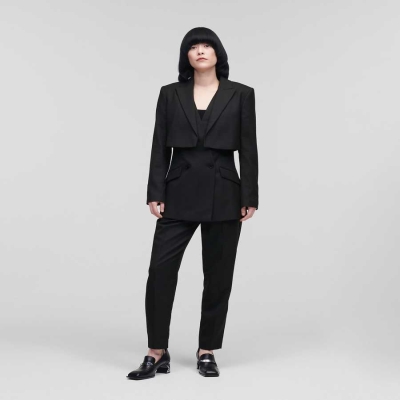 Black Karl Lagerfeld Transformer Women's Blazers | USA91RKOT