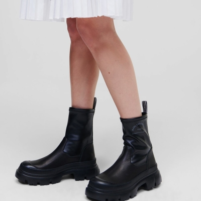 Black Karl Lagerfeld Trekka Max Midi Stretch Women's Boots | USA70VSWB