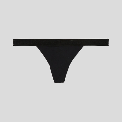 Black Karl Lagerfeld Ultra-light Karl Logo Thong Women's Underwear | USA15NIRZ