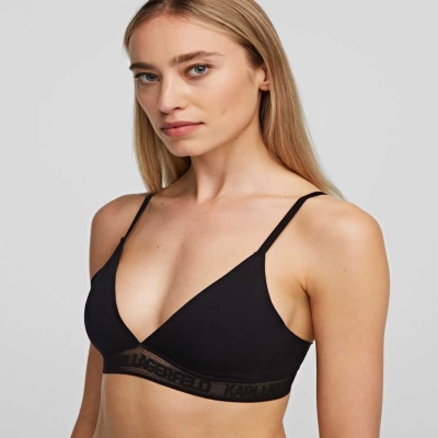 Black Karl Lagerfeld Ultra-light Karl Logo Triangle Bra Women's Underwear | USA18KCJZ