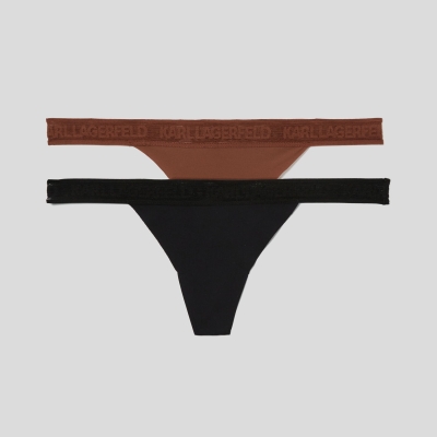 Black Karl Lagerfeld Ultra-light Karl Logo Thong - 2 Pack Women's Underwear | USA70IAEW