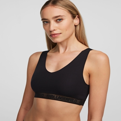 Black Karl Lagerfeld Ultra-light Karl Logo Bralette Women's Underwear | USA71NTMJ